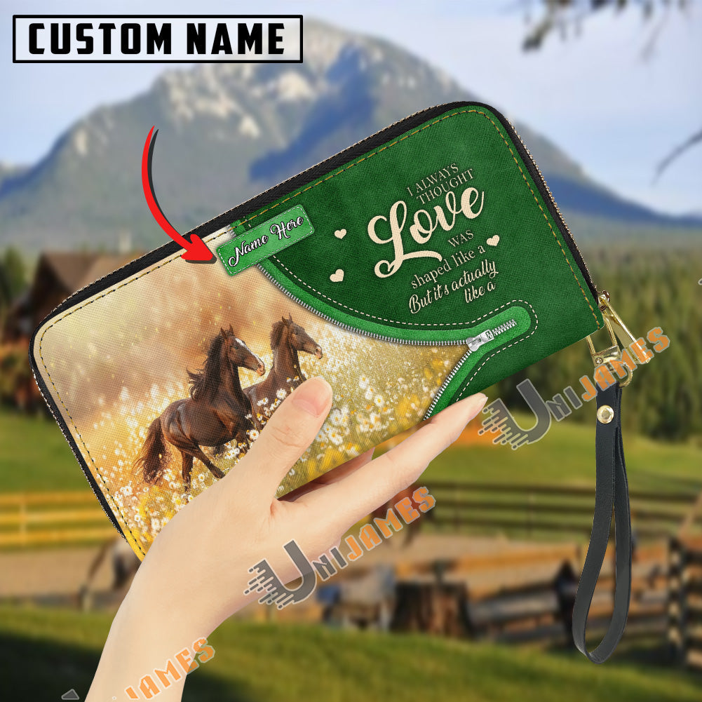 Horses I Always Thought Love Personalized Leather Clutch