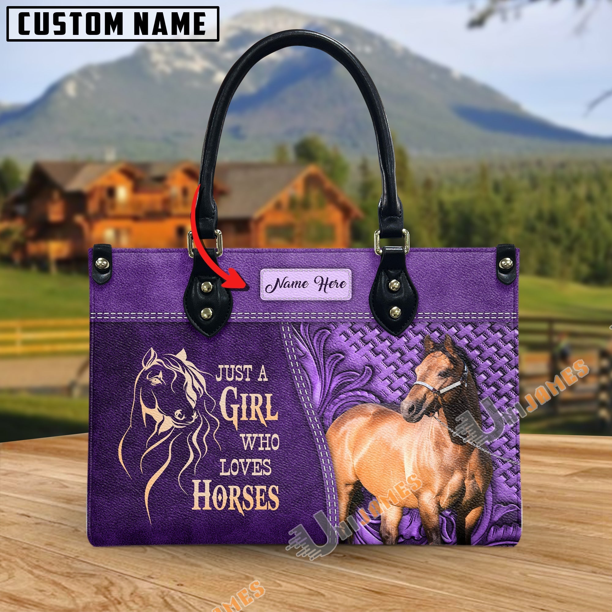 Just A Girl Who Loves Horses Personalized Leather Bag
