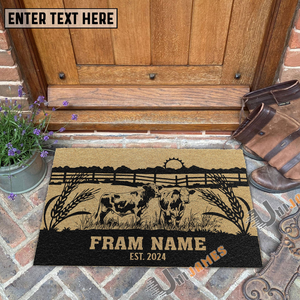 Charolais Sunshine Field Custom Farm Name Custom Year Coir Doormat