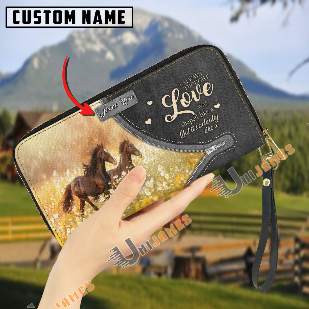 Horses I Always Thought Love Personalized Leather Clutch
