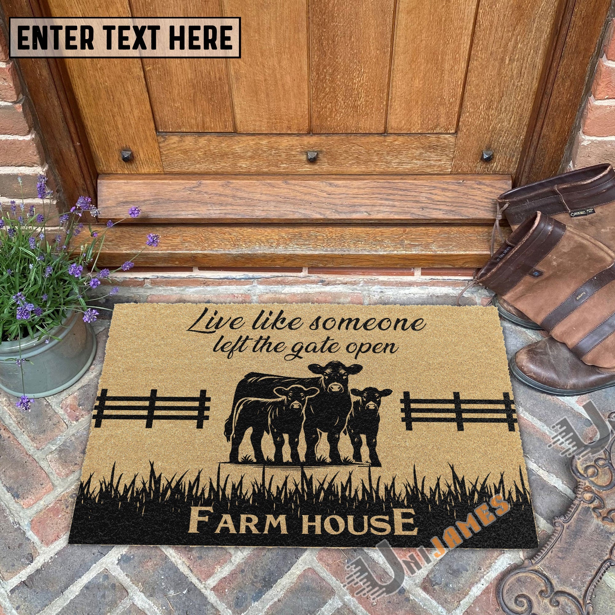 Angus Custom Farm Name Live Like Someone Left The Gate Open Coir Doormat