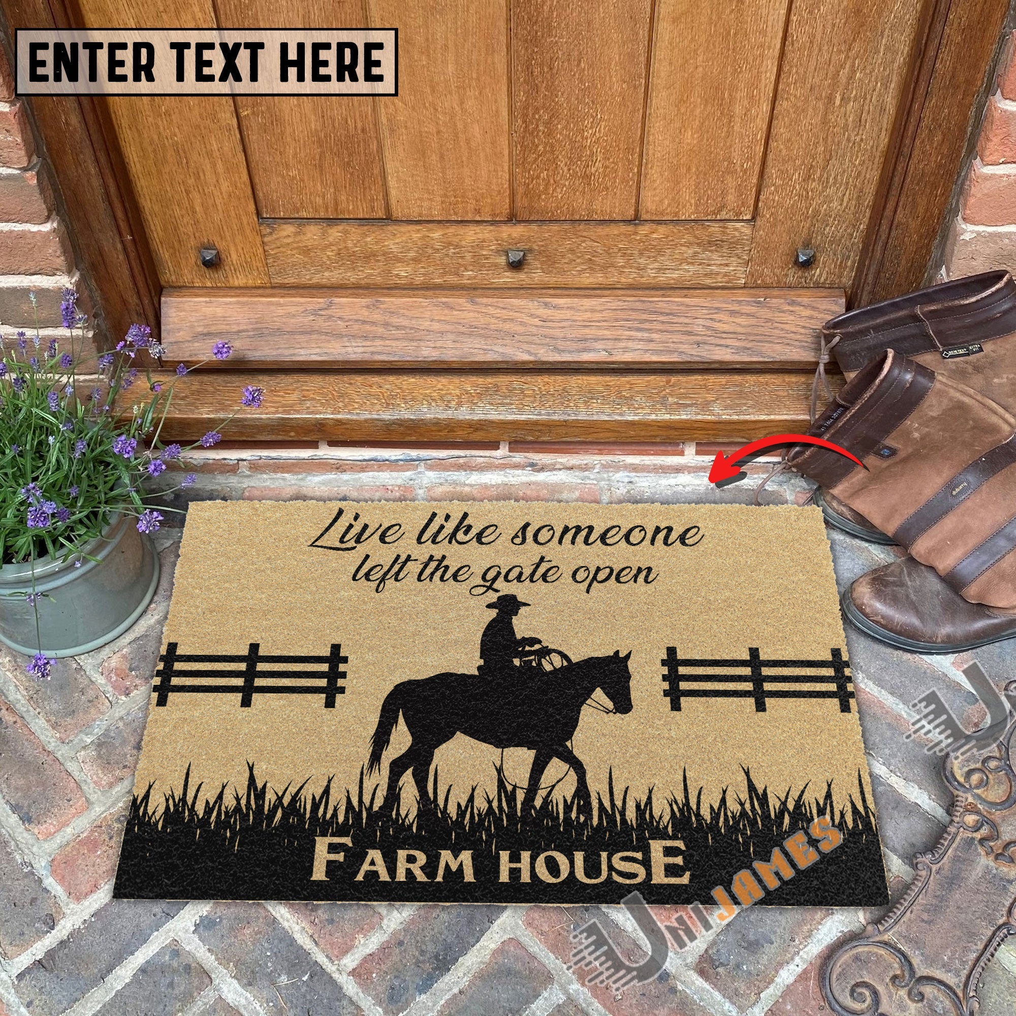 Horse Custom Farm Name Live Like Someone Left The Gate Open Coir Doormat