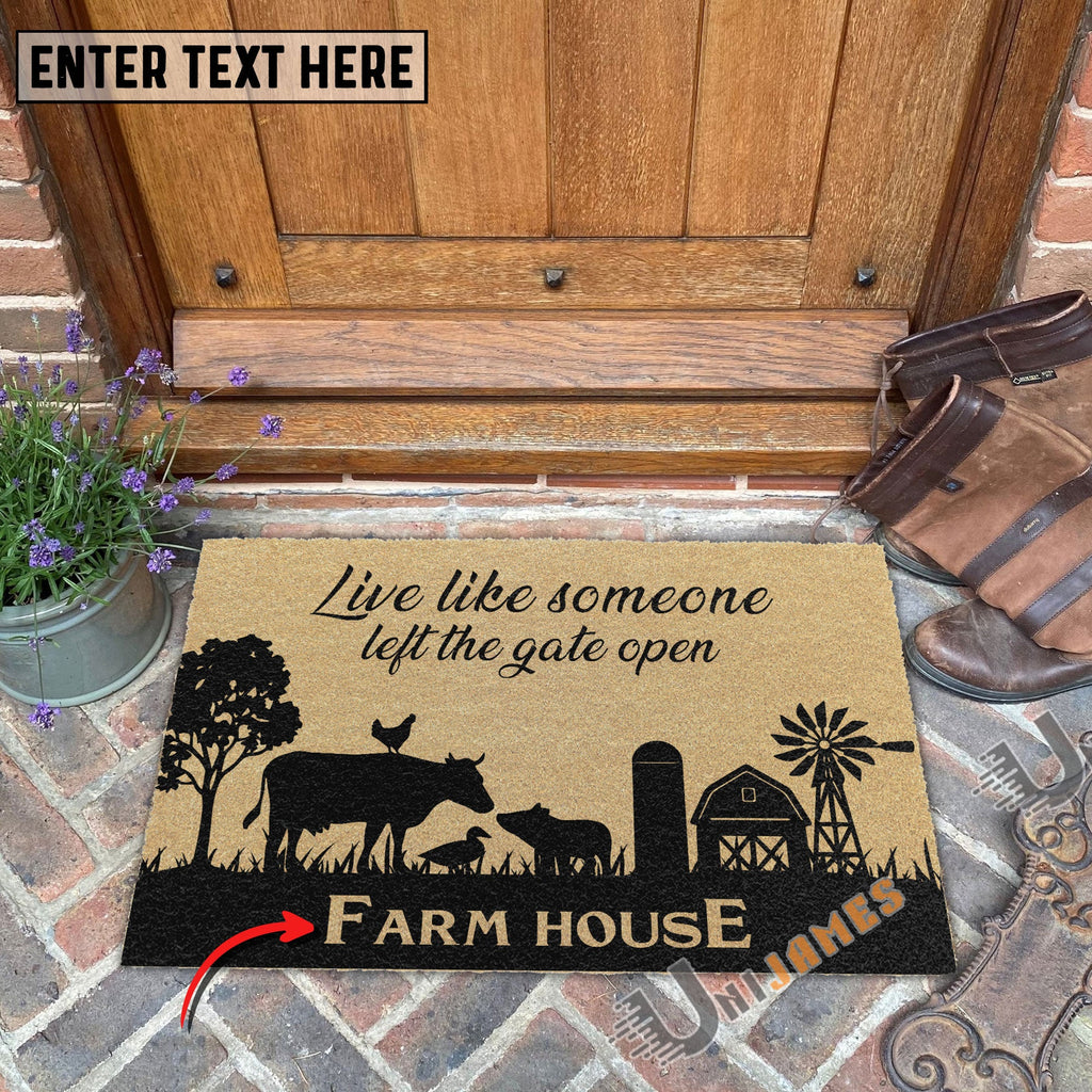 Farm Animal Custom Farm Name Live Like Someone Left The Gate Open Coir Doormat