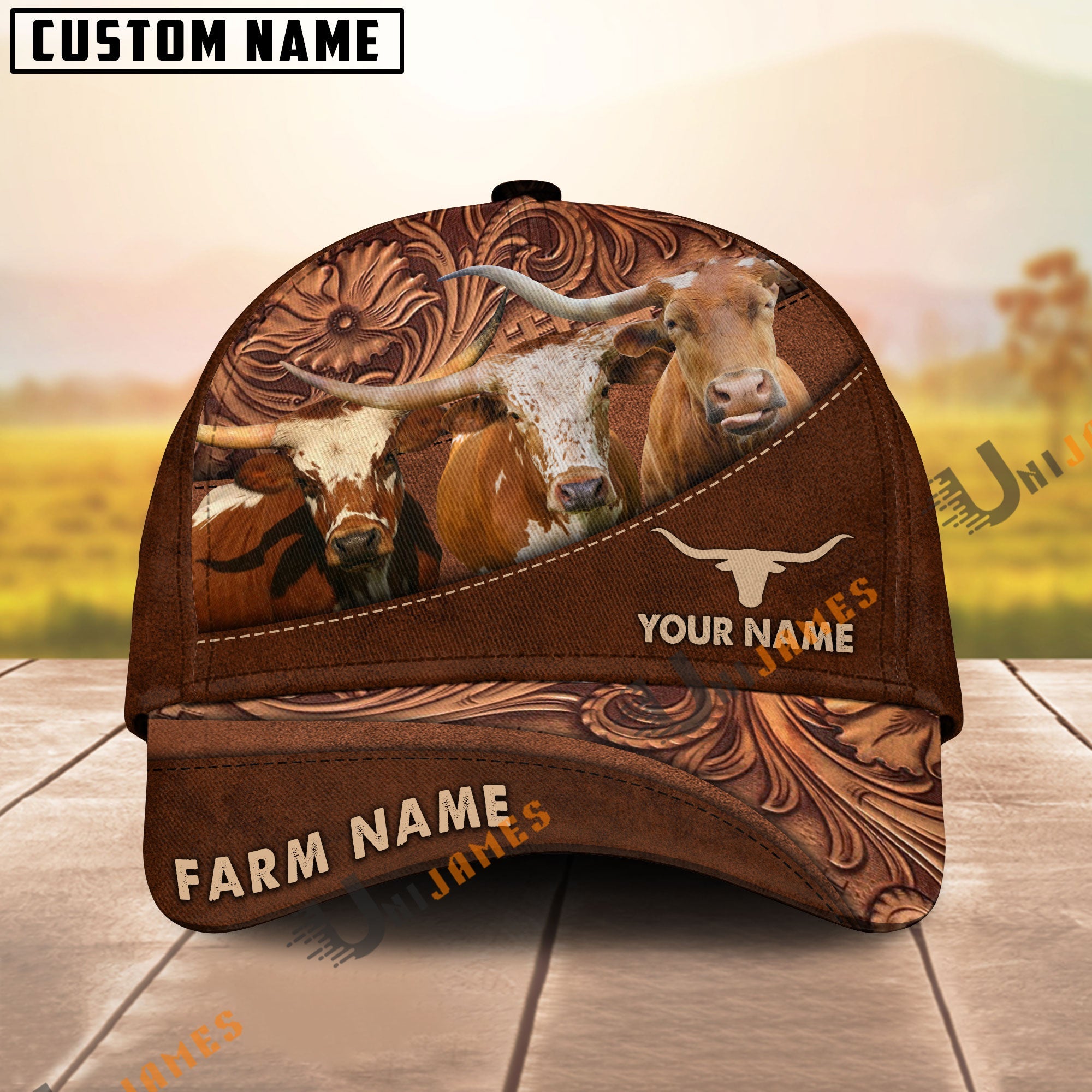 Texas Longhorn Farming Life Customized Name And Farm Name 3D Classic Cap