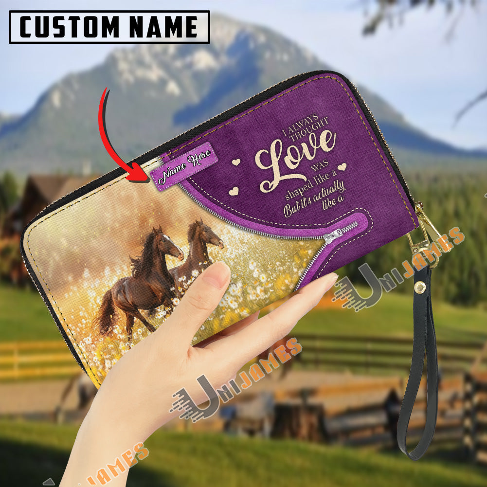Horses I Always Thought Love Personalized Leather Clutch