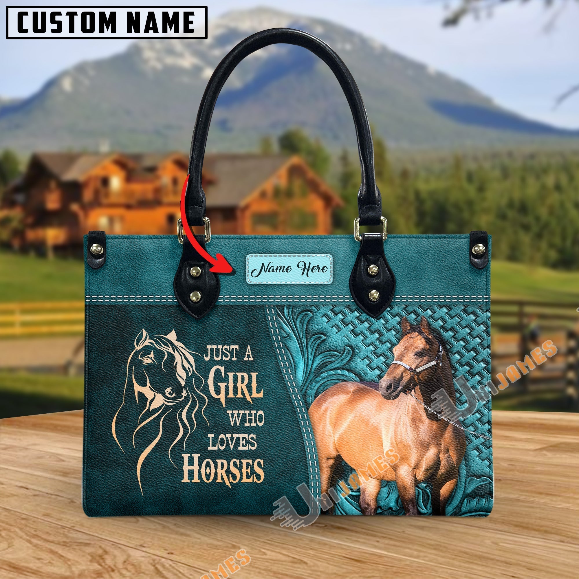 Just A Girl Who Loves Horses Personalized Leather Bag