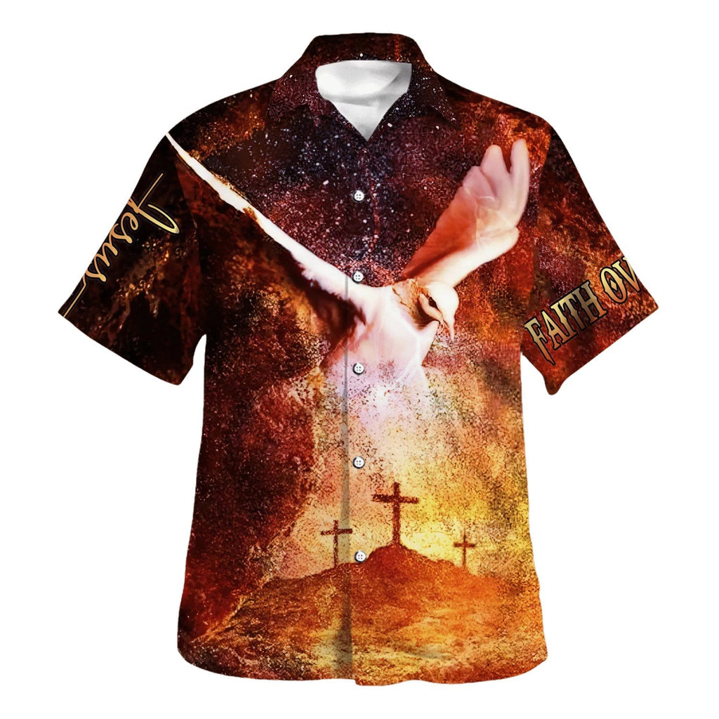 Eagle Cross Jesus Faith Over Hawaiian Shirt - Christian Hawaiian Shirt - Best Hawaiian Shirts