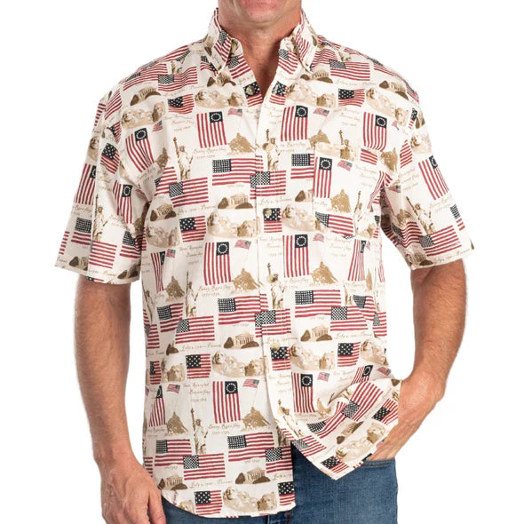 Men's Liberty Flag Button Down Shirt For Men