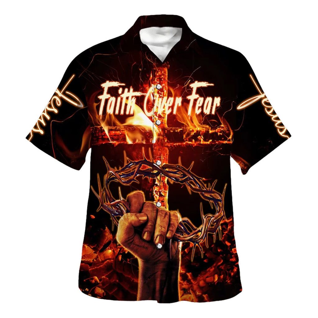 Faith Over Fear Hawaiian Shirt - Christian Hawaiian Shirt - Best Hawaiian Shirts