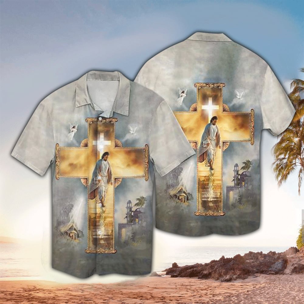 Gate Way To Heaven Jesus And Cross Hawaiian Shirt - Christian Hawaiian Shirts For Men & Women