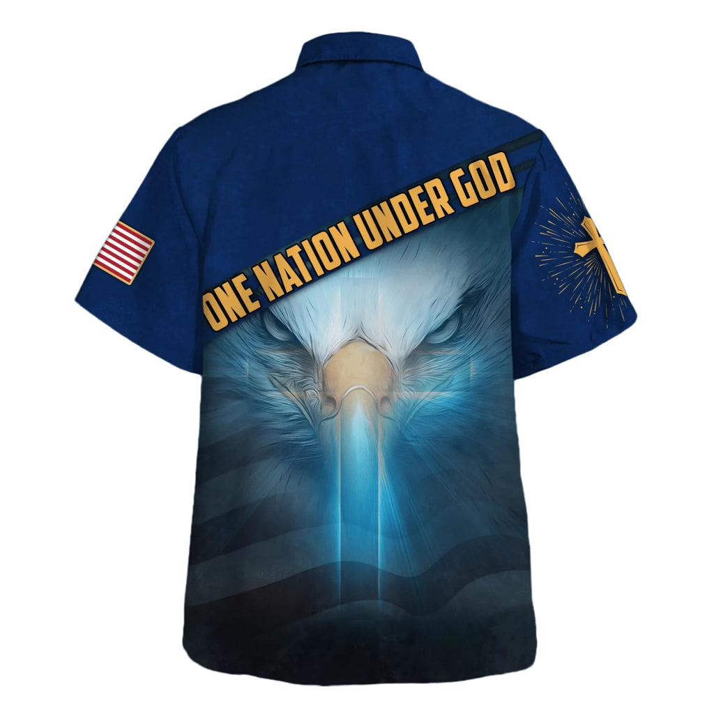 Jesus And Eagle One Nation Under God American Hawaiian Shirt - Christian Hawaiian Shirt - Best Hawaiian Shirts