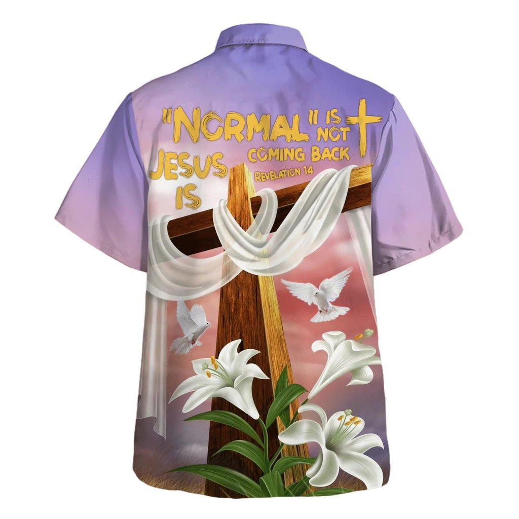 Jesus Cross Easter Lilies Flowers Hawaiian Shirt - Christian Hawaiian Shirt - Religious Hawaiian Shirts