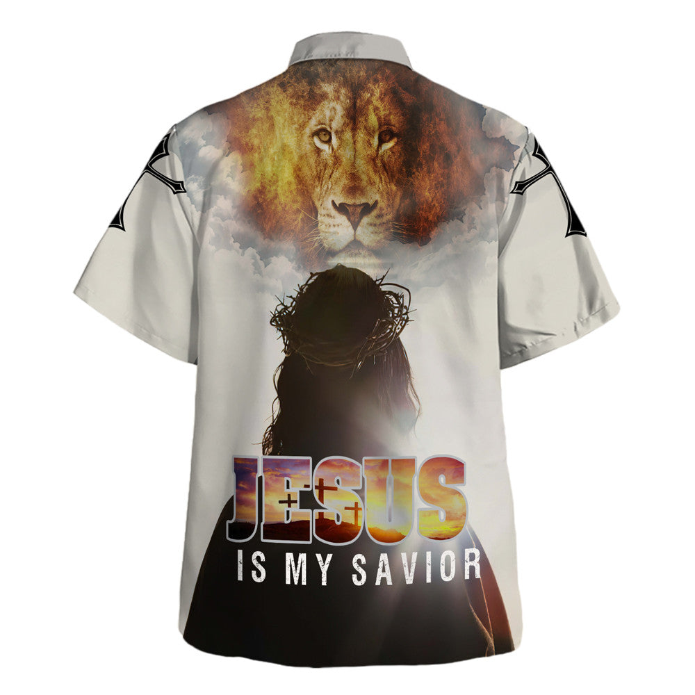 Jesus Is My Savior Hawaiian Shirt - Jesus And The King Lion Hawaiian Shirts For Men - Christian Hawaiian Shirt