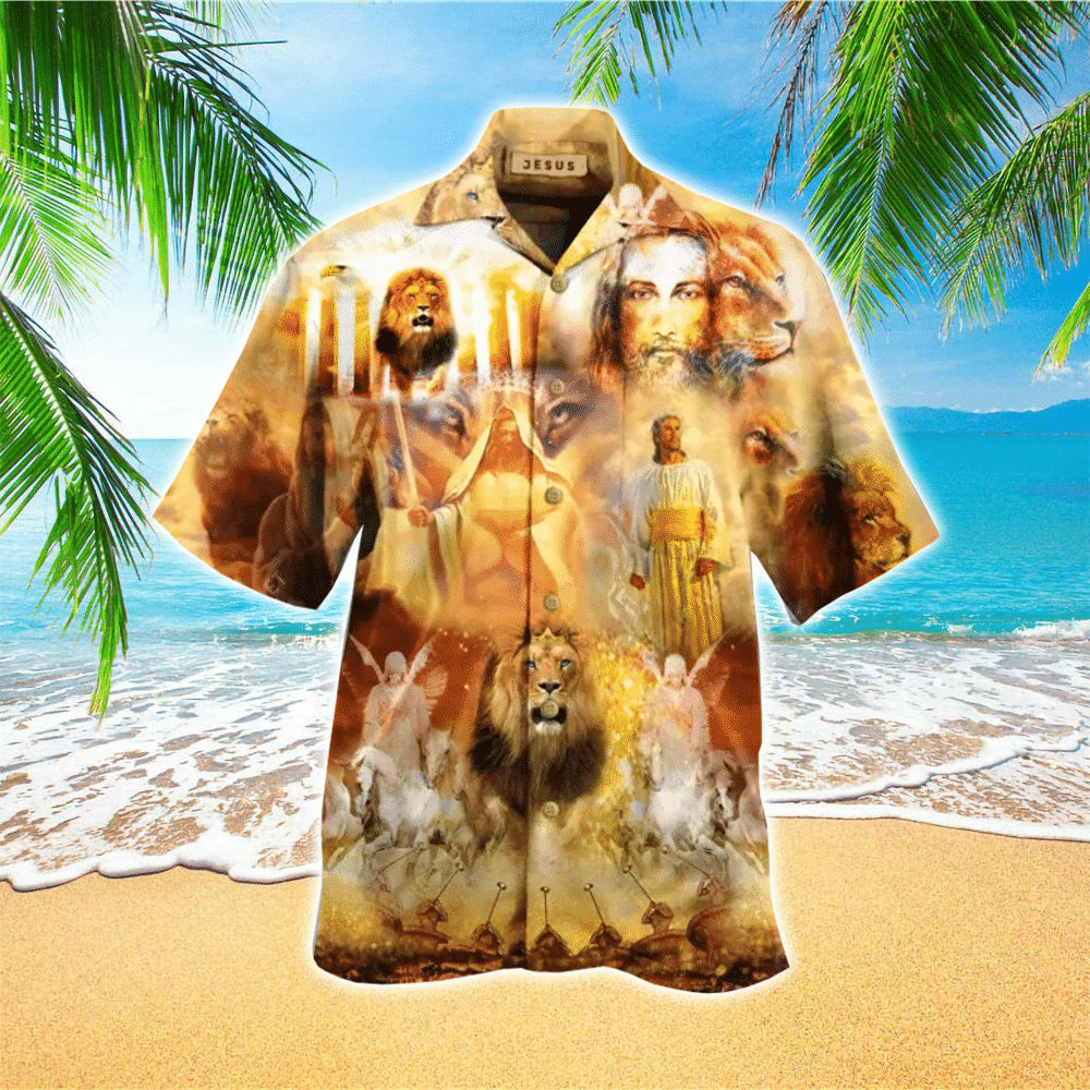 Jesus With Lion Hawaiian Shirt - Christian Hawaiian Shirts For Men & Women