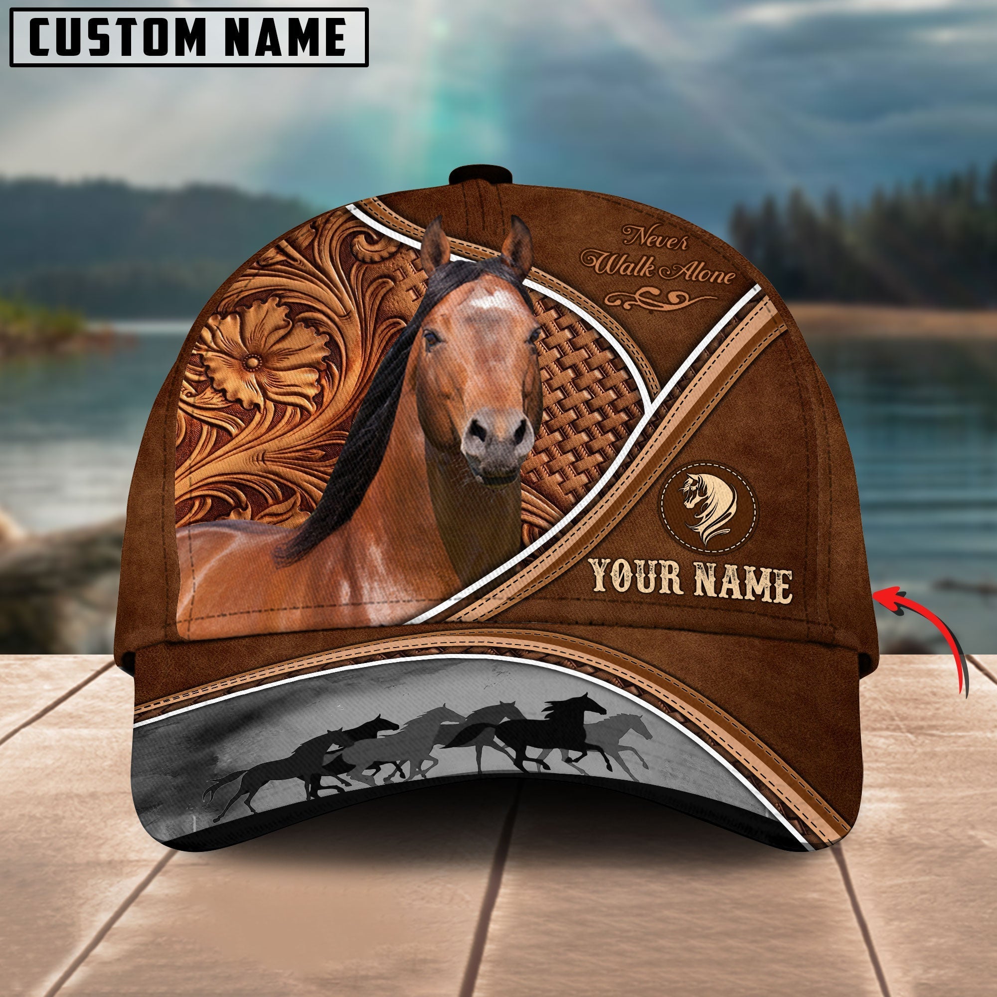 American Quarter Horse Never Walk Alone Personalized Name Cap