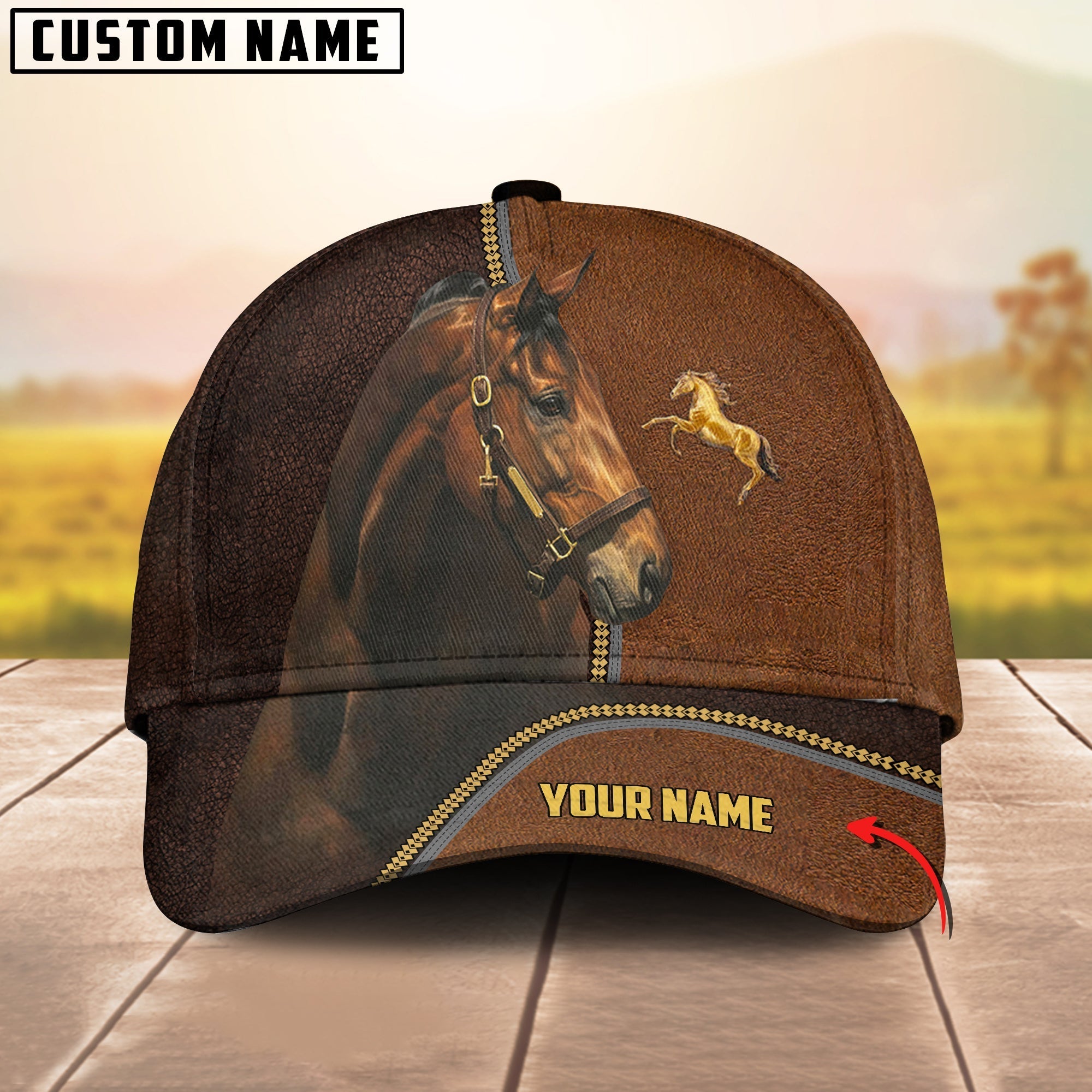 Brown Horse Personalized Name Cap