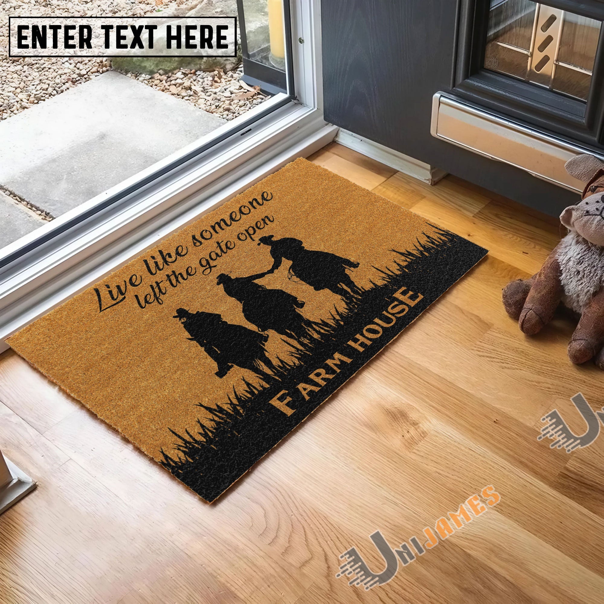 Horse Custom Farm Name Live Like Someone Left The Gate Open Coir Doormat For Rodansan