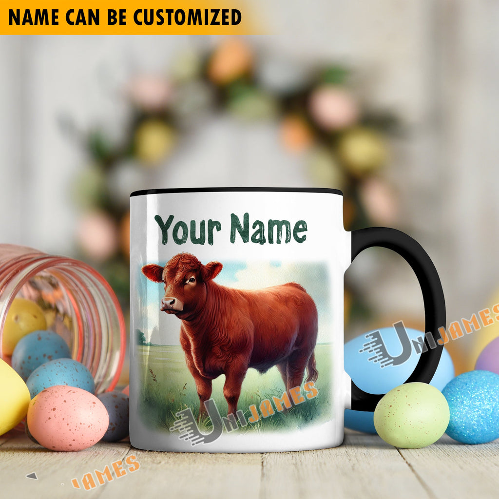 Red Angus Personalized Name Two Tone Mug