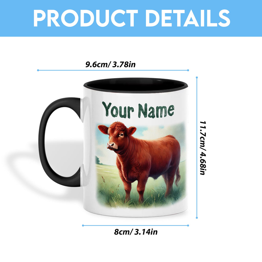 Red Angus Personalized Name Two Tone Mug