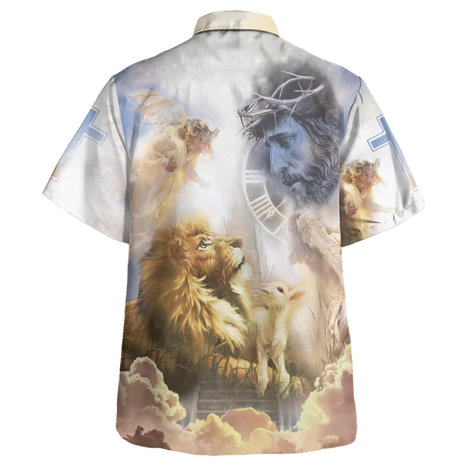 One Nation Under God Hawaiian Shirt - Jesus Christ Lion And Lamb Hawaiian Shirts For Men - Christian Hawaiian Shirt