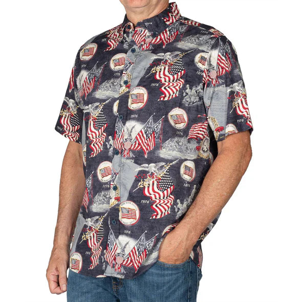 Men's Bicentennial Cotton Button-Down Short Sleeve Shirt