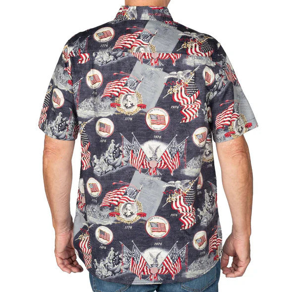 Men's Bicentennial Cotton Button-Down Short Sleeve Shirt