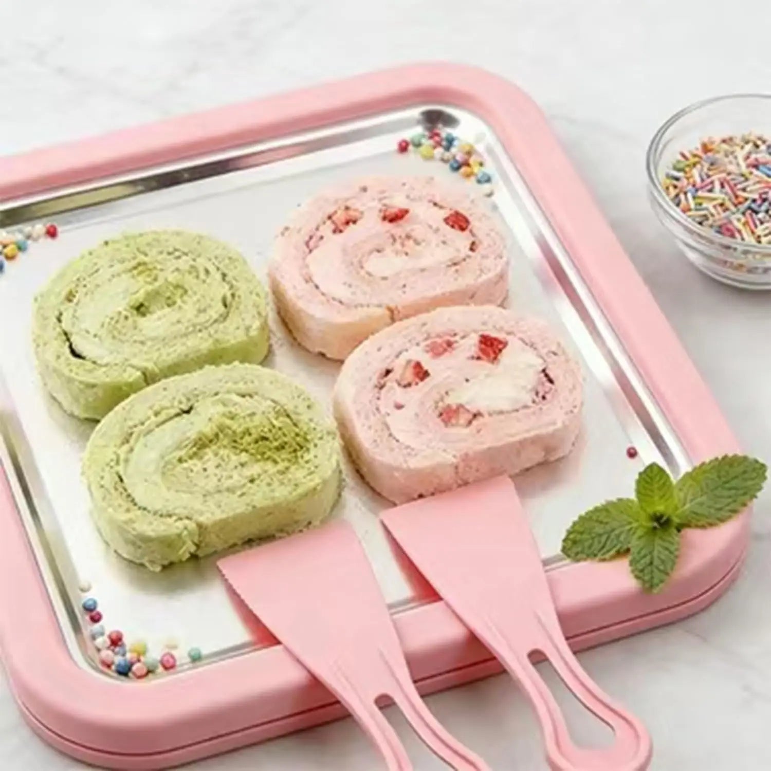 Household Rolled Ice Cream Maker Small Child's Homemade Yogurt Pudding Stainless Steel Stir Fried Ice Tray Ice Stir Fry Machine