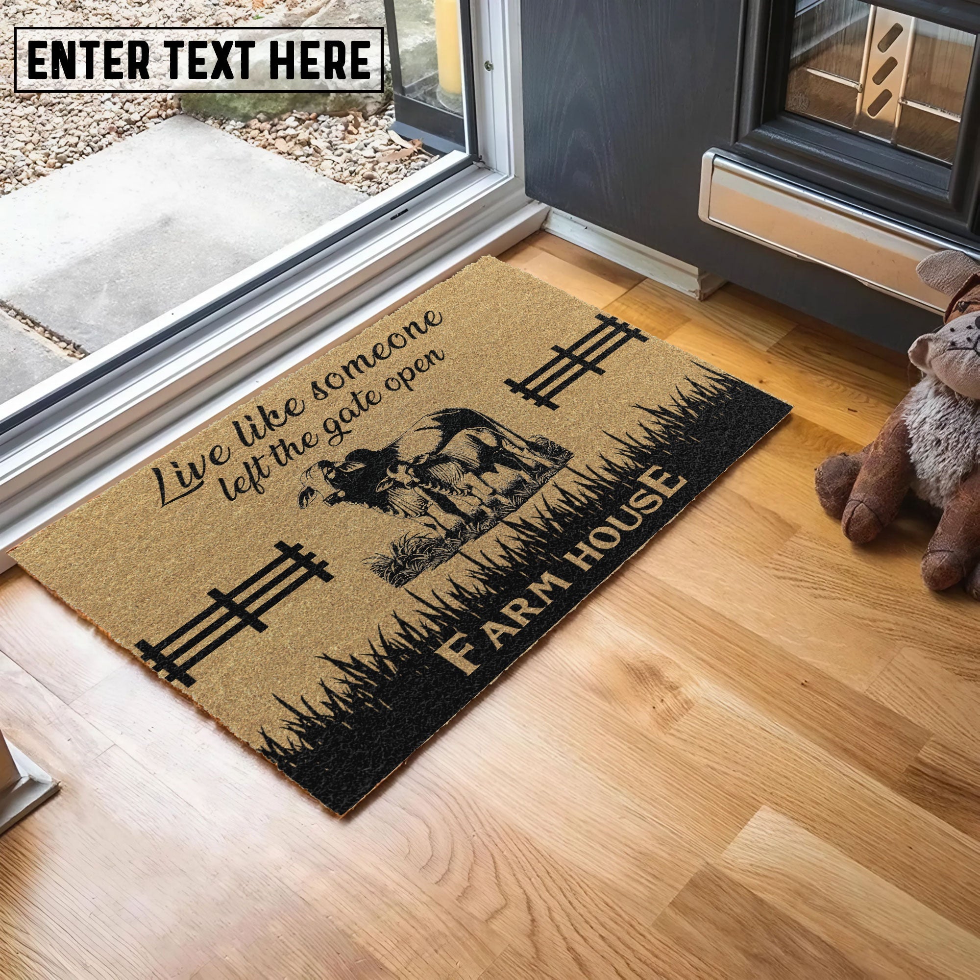 Brahman Custom Farm Name Live Like Someone Left The Gate Open Coir Doormat