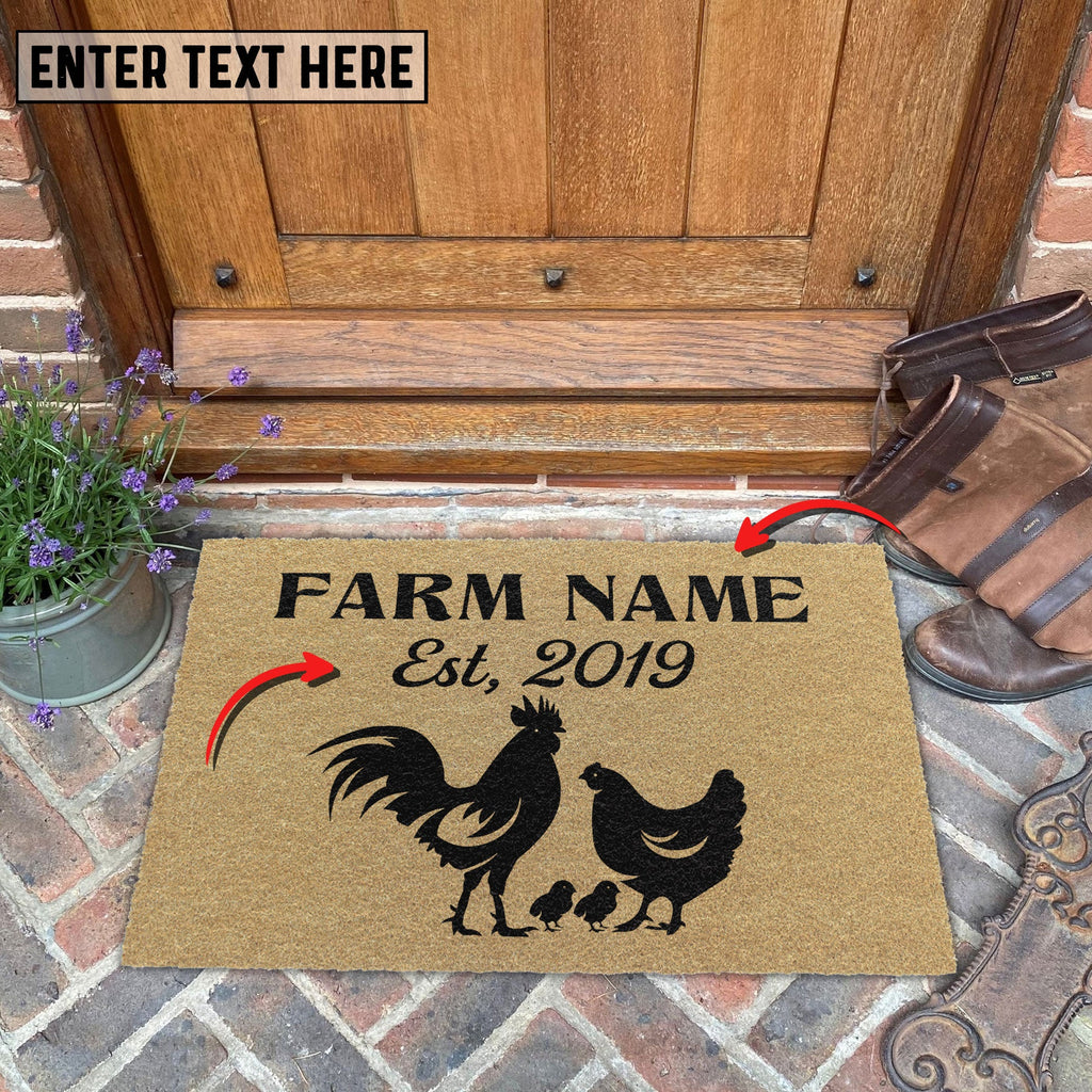 Chicken Custom Farm Name Custom Year Coir Doormat
