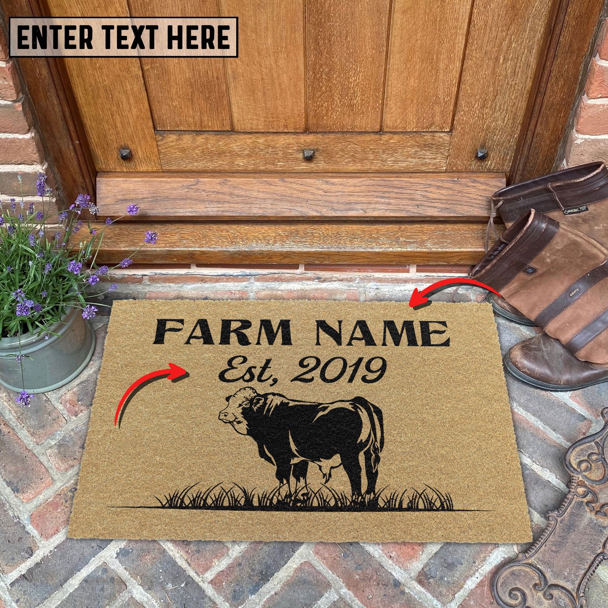 Simmental Custom Farm Name Custom Year Coir Doormat