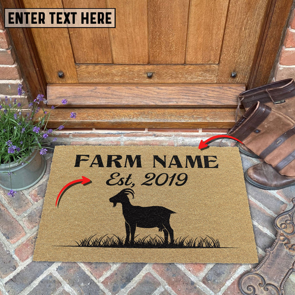 Goat Custom Farm Name Custom Year Coir Doormat
