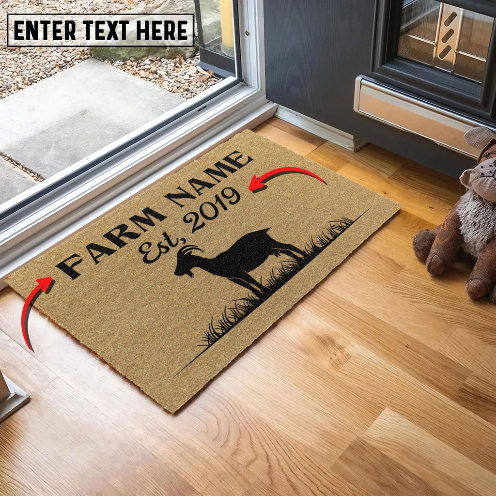 Goat Custom Farm Name Custom Year Coir Doormat