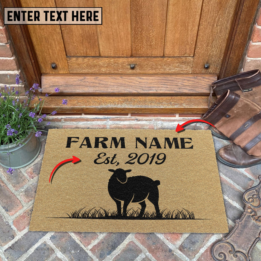 Sheep Custom Farm Name Custom Year Coir Doormat