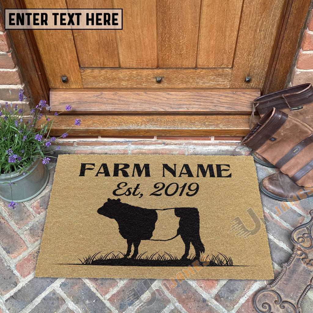 Belted Galloway Custom Farm Name Custom Year Coir Doormat