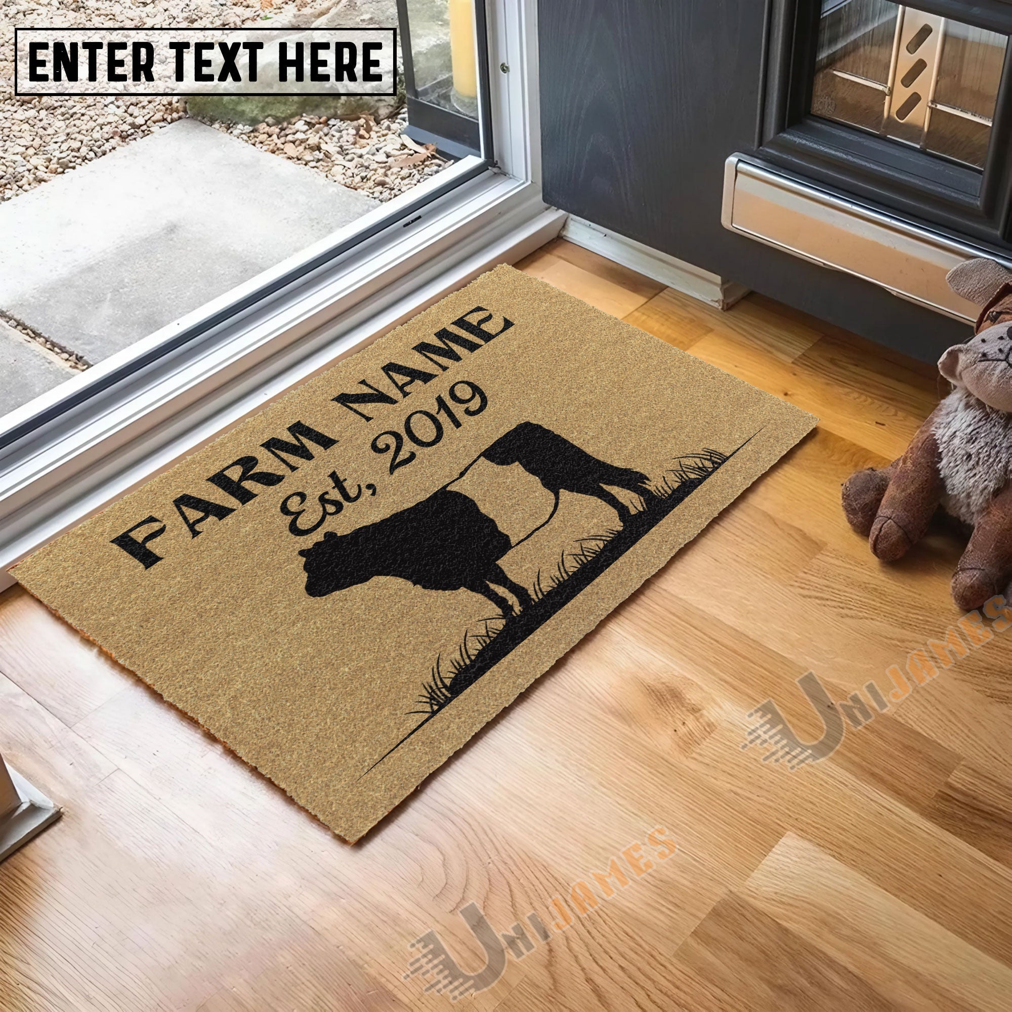 Belted Galloway Custom Farm Name Custom Year Coir Doormat