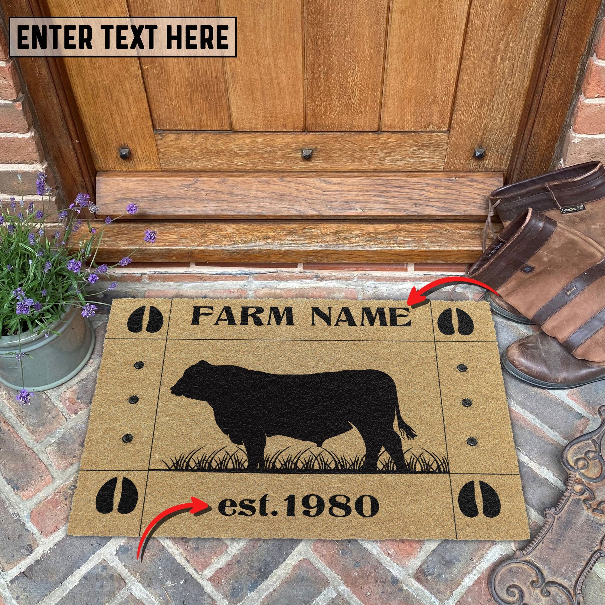 Angus Hoove Custom Farm Name Custom Year Coir Doormat