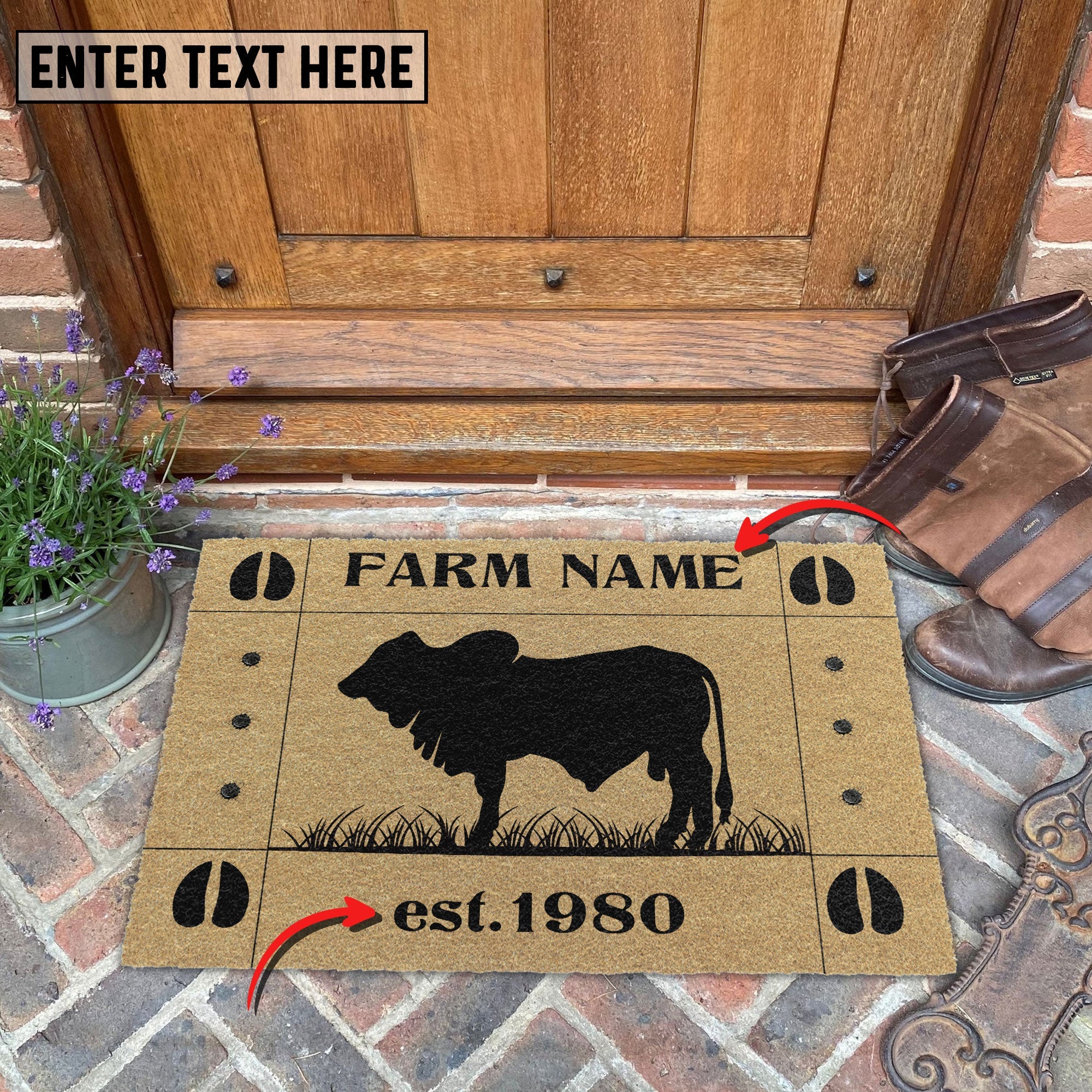 Brahman Hoove Custom Farm Name Custom Year Coir Doormat