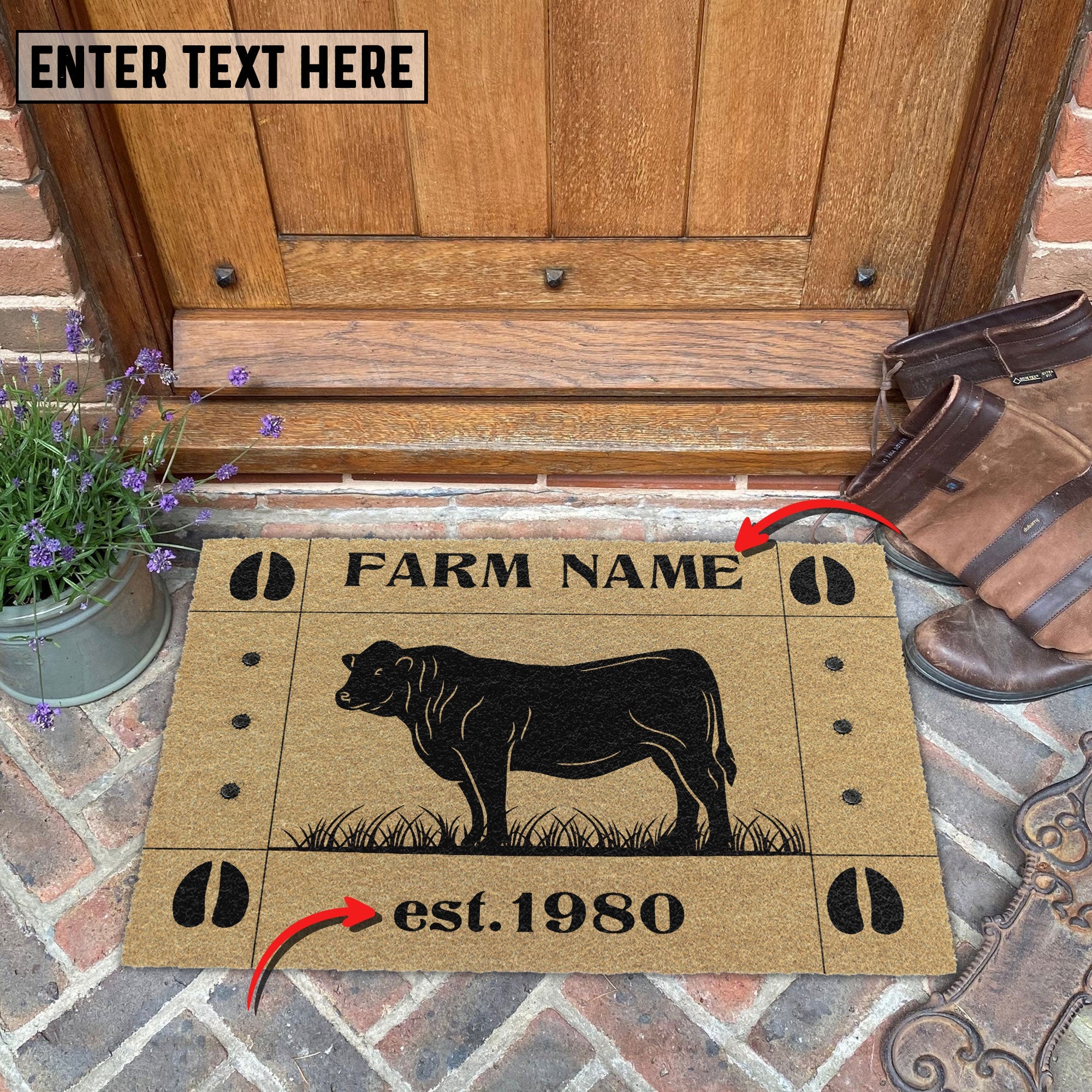 Charolais Hoove Custom Farm Name Custom Year Coir Doormat