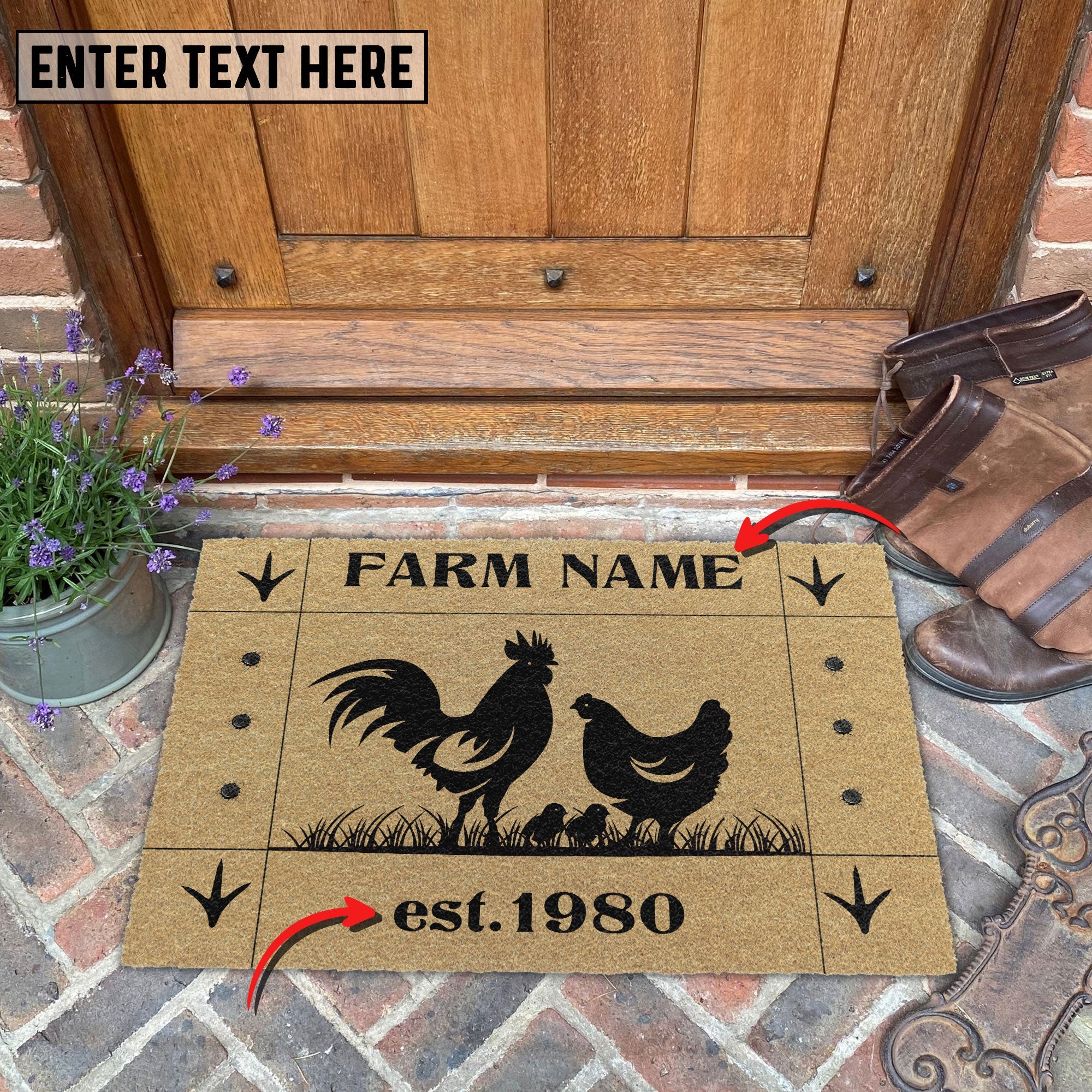 Chicken Hoove Custom Farm Name Custom Year Coir Doormat