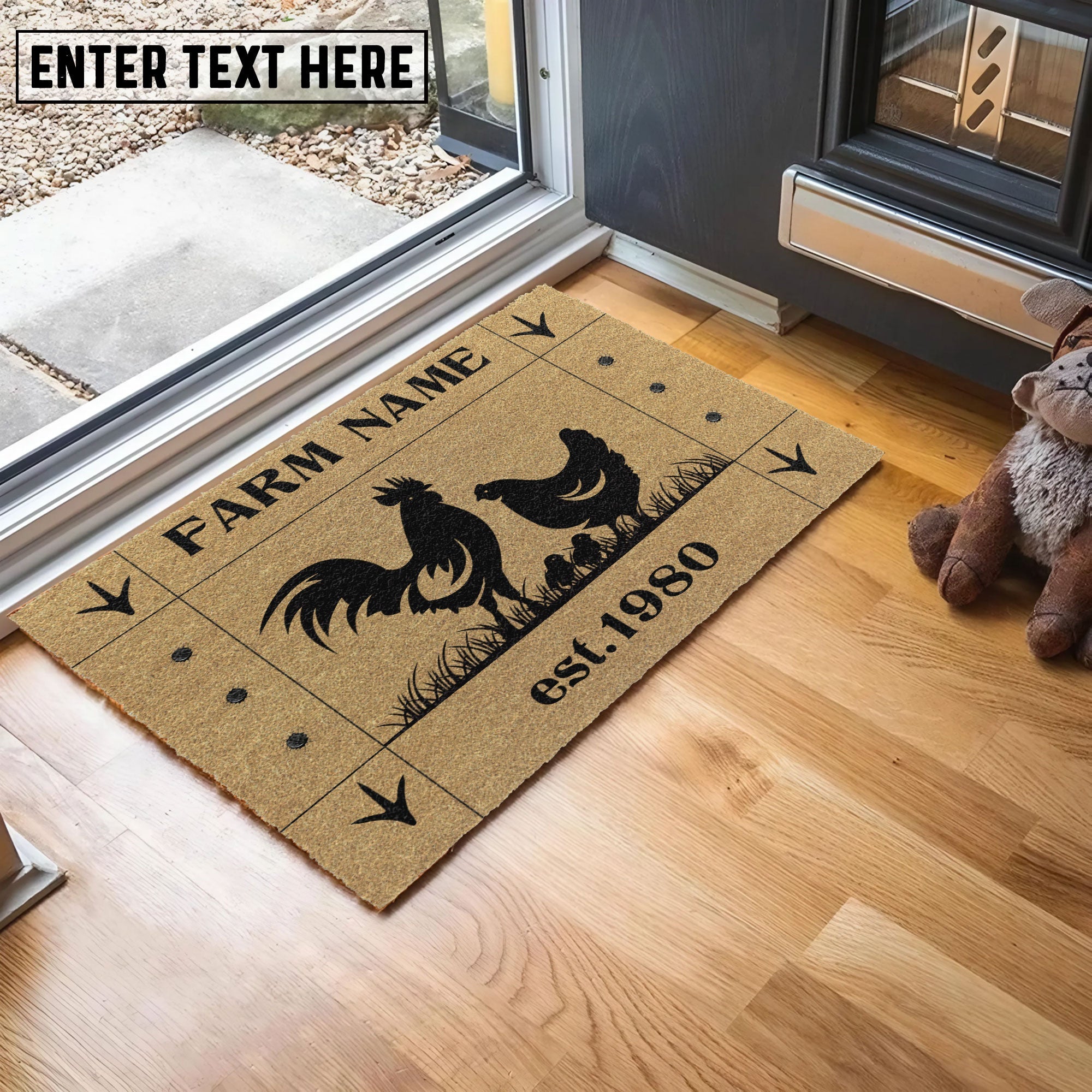 Chicken Hoove Custom Farm Name Custom Year Coir Doormat