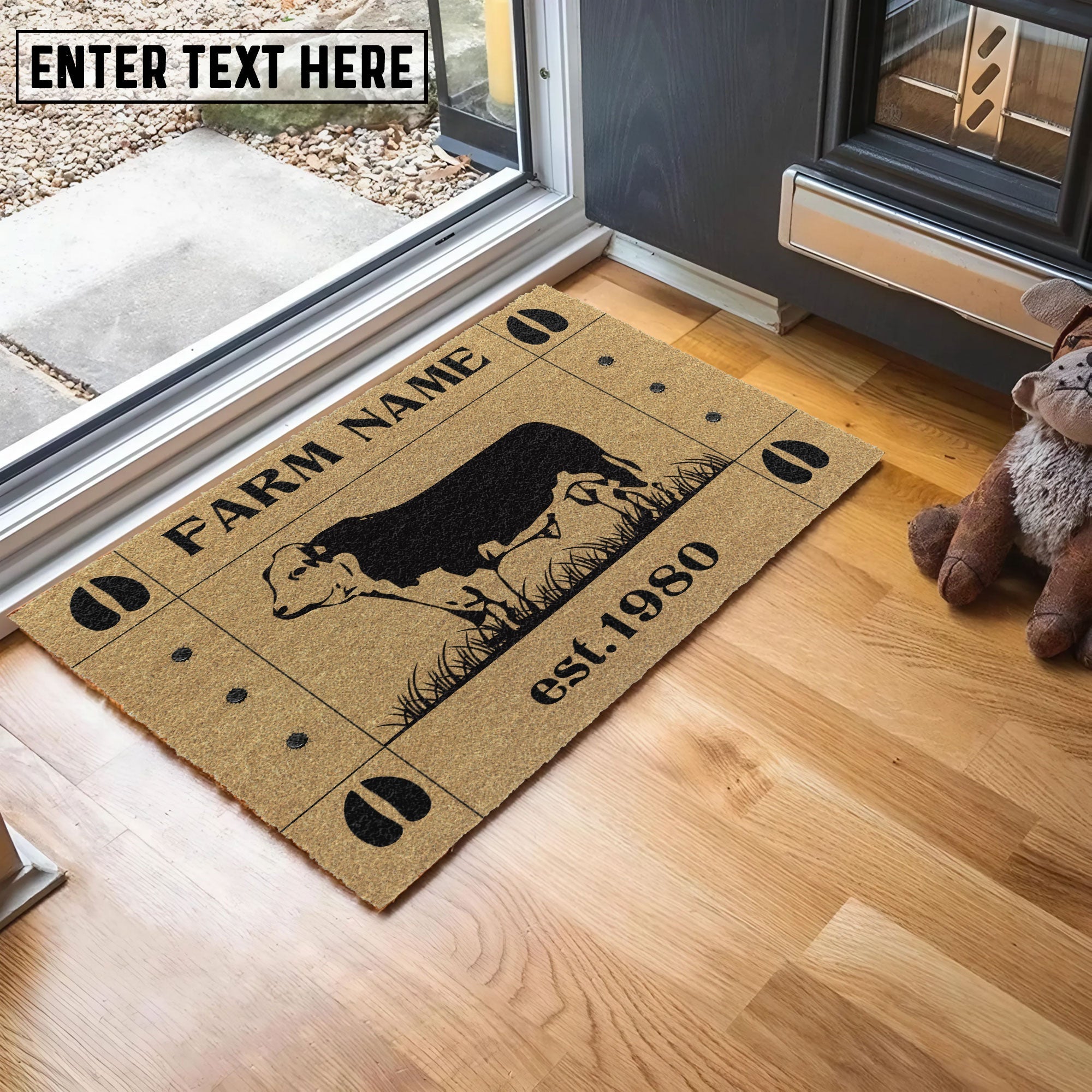 Hereford Hoove Custom Farm Name Custom Year Coir Doormat