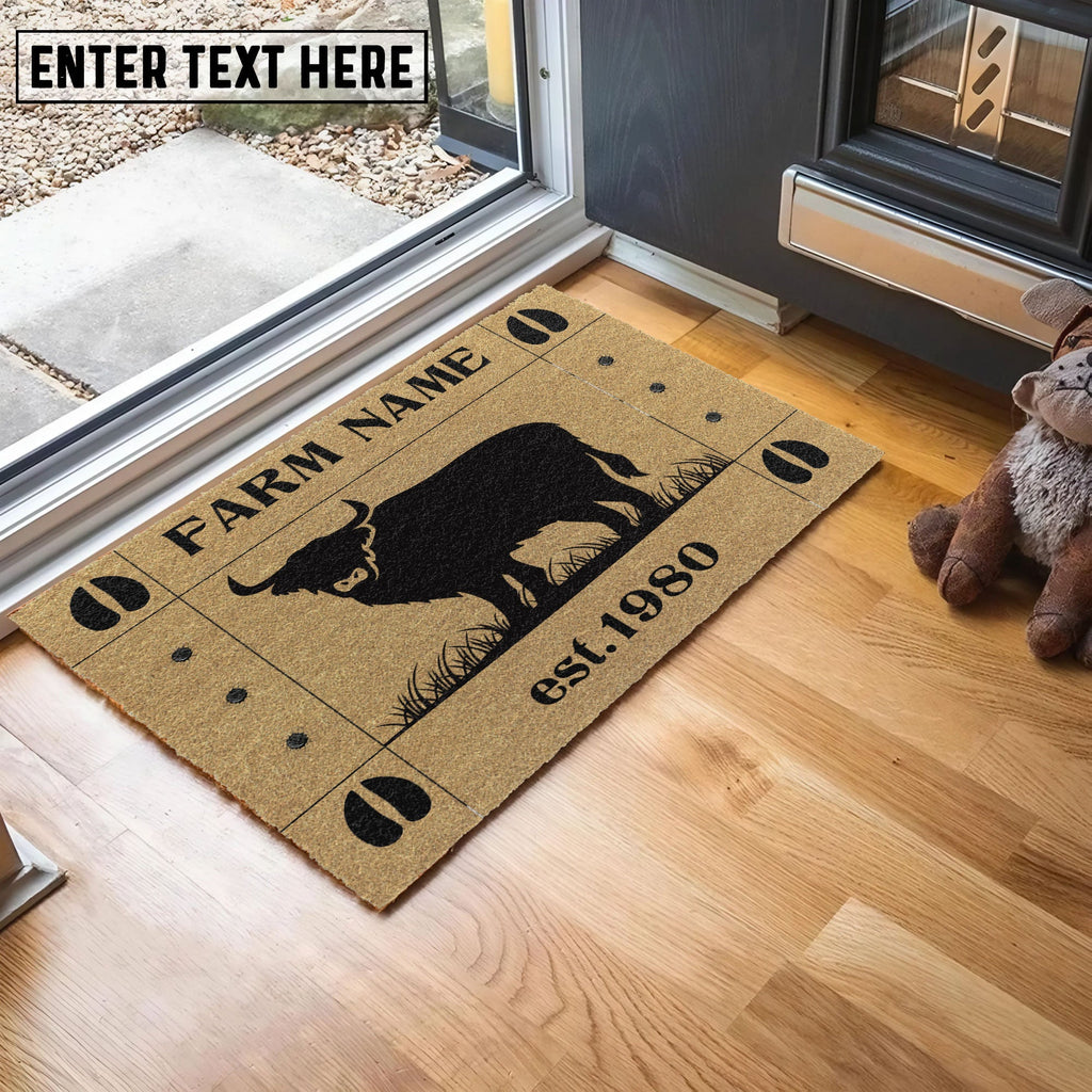 Highland Hoove Custom Farm Name Custom Year Coir Doormat