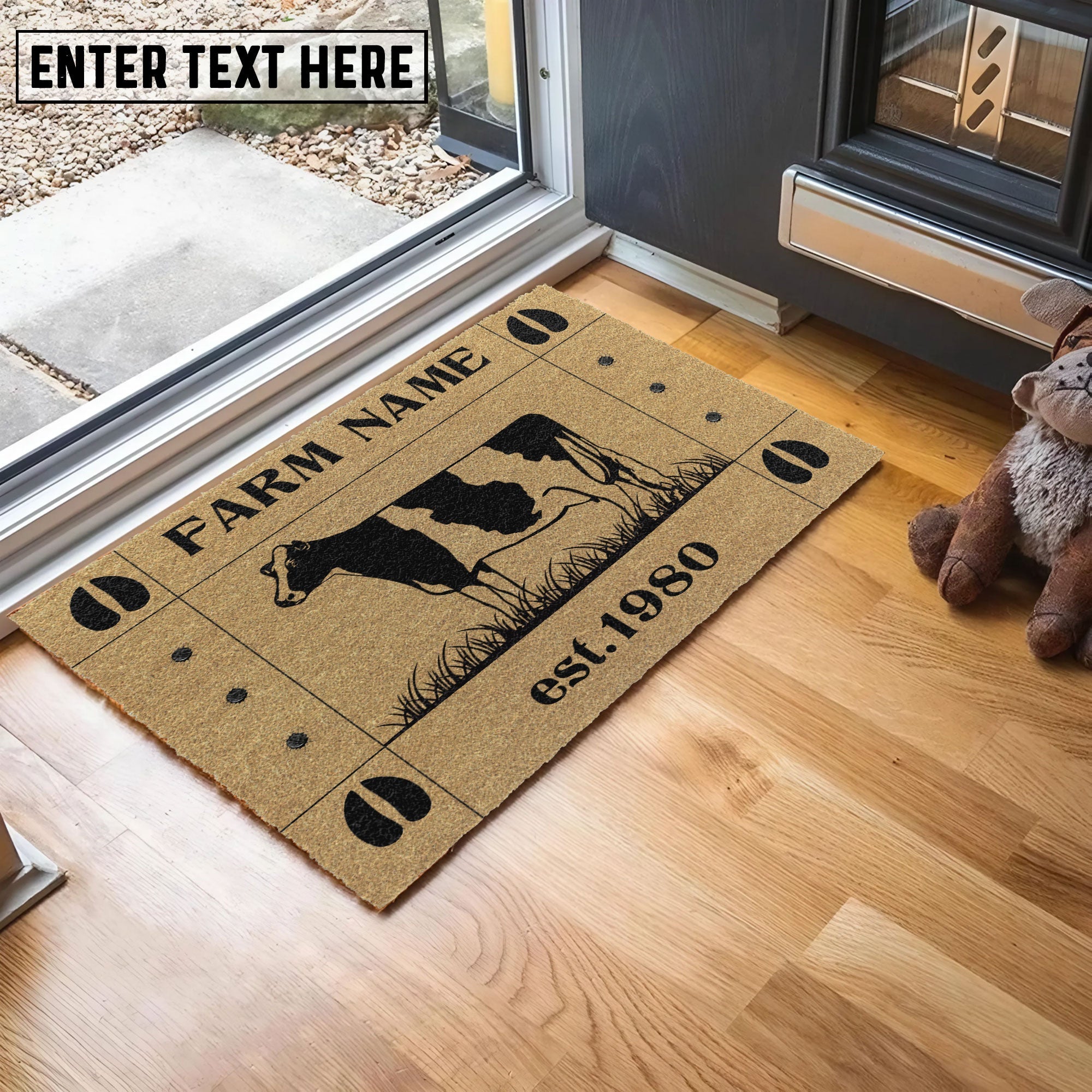 Holstein Hoove Custom Farm Name Custom Year Coir Doormat