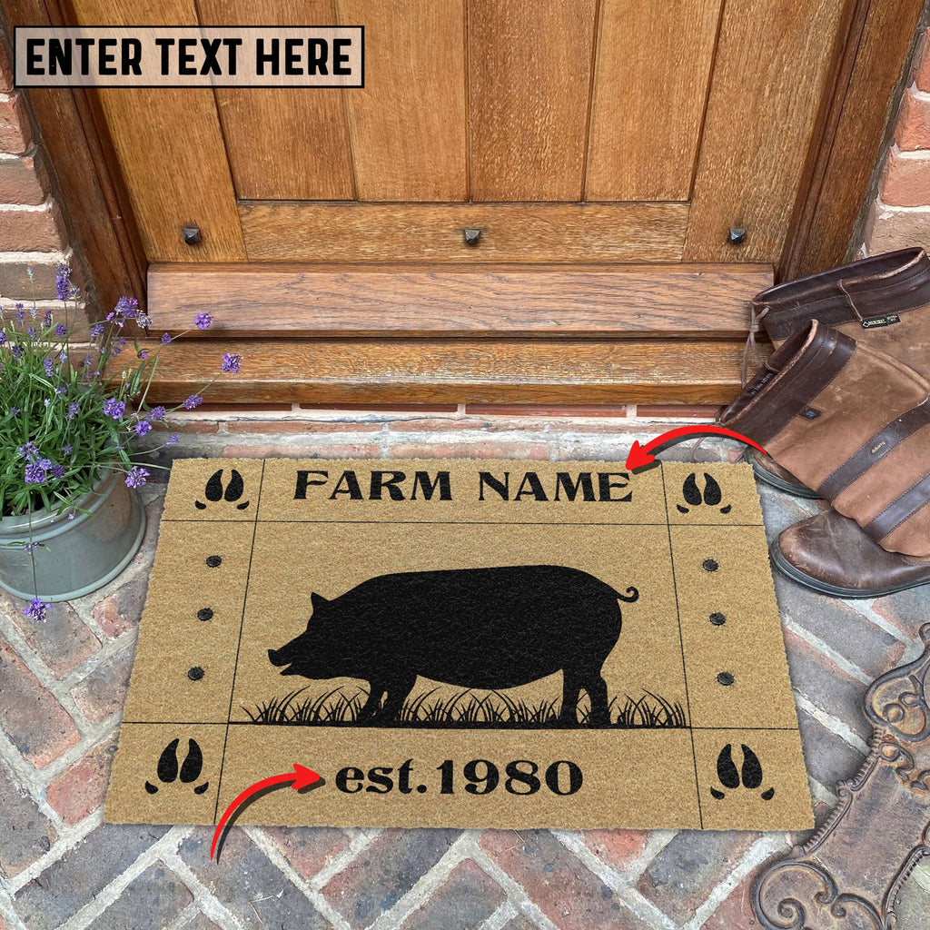 Pig Hoove Custom Farm Name Custom Year Coir Doormat