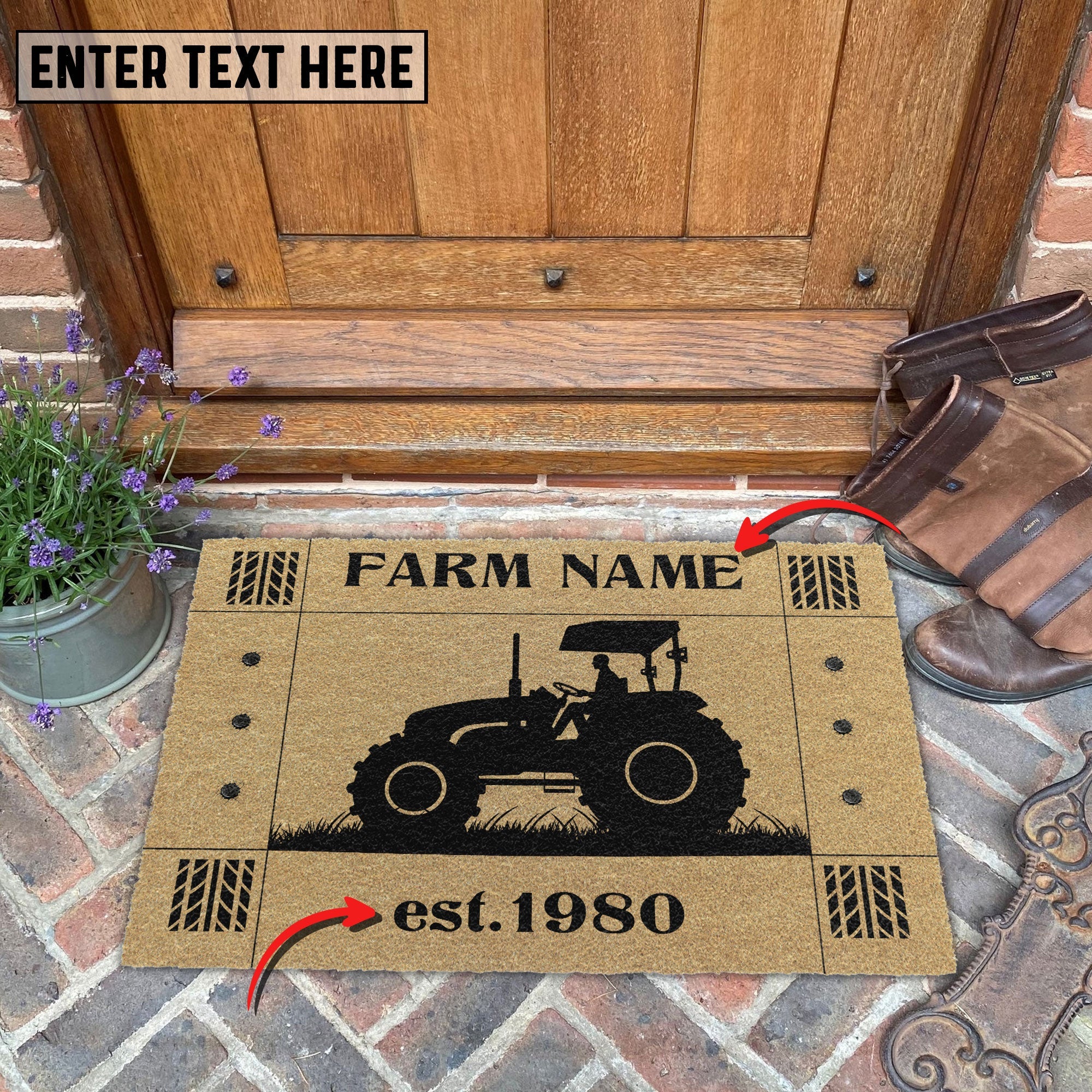 Tractor Hoove Custom Farm Name Custom Year Coir Doormat