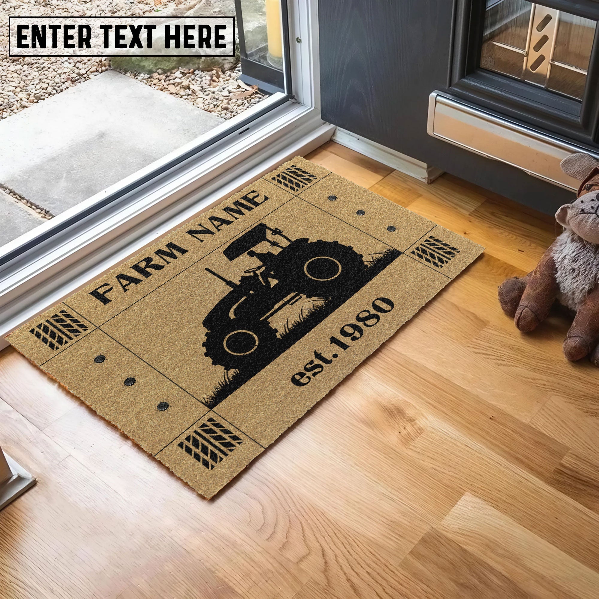 Tractor Hoove Custom Farm Name Custom Year Coir Doormat