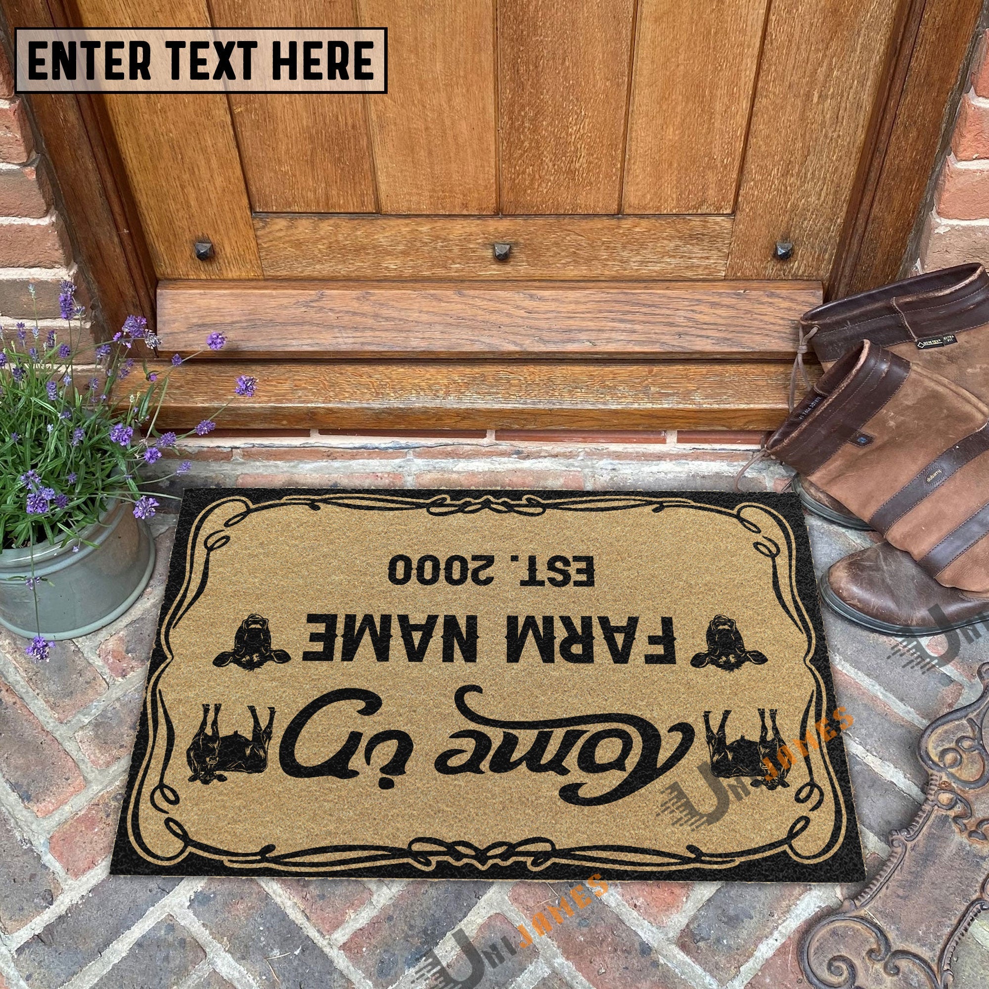Angus Funny Come In Go Away Custom Farm Name Custom Year Coir Doormat