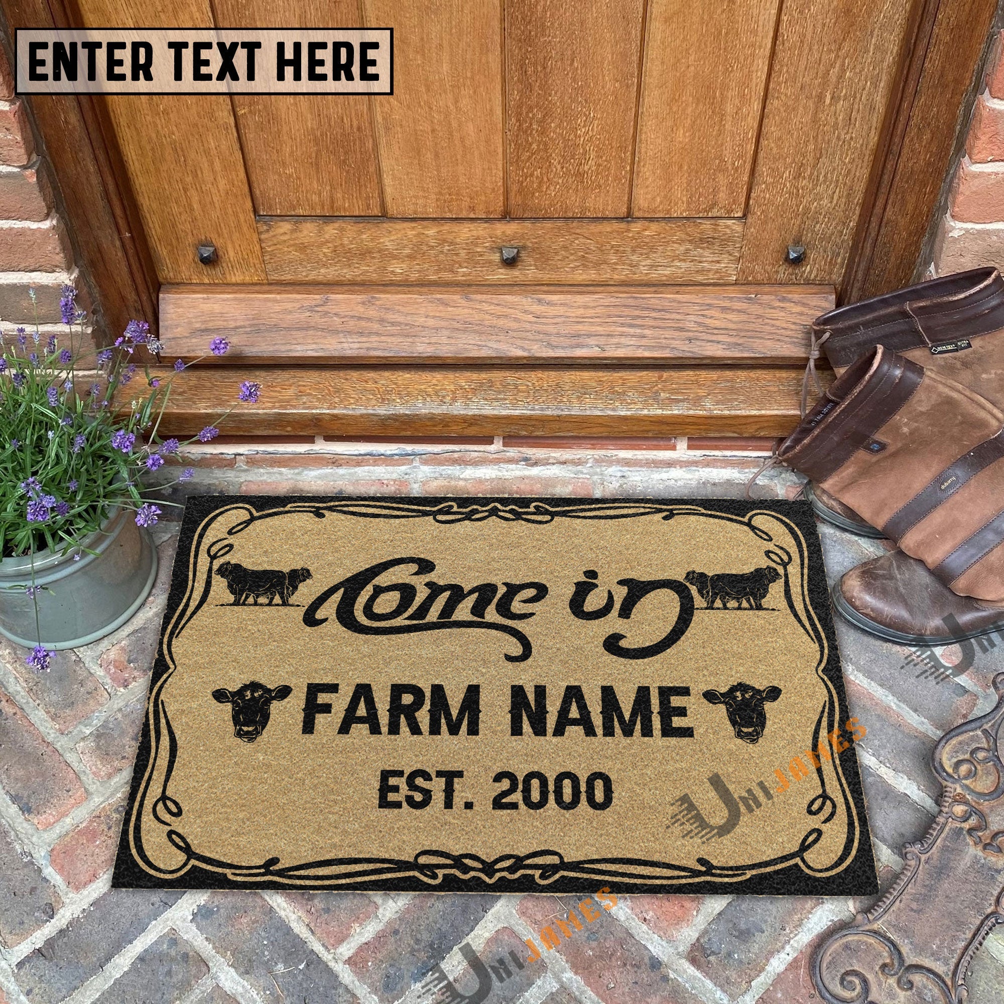Beefmaster Funny Come In Go Away Custom Farm Name Custom Year Coir Doormat