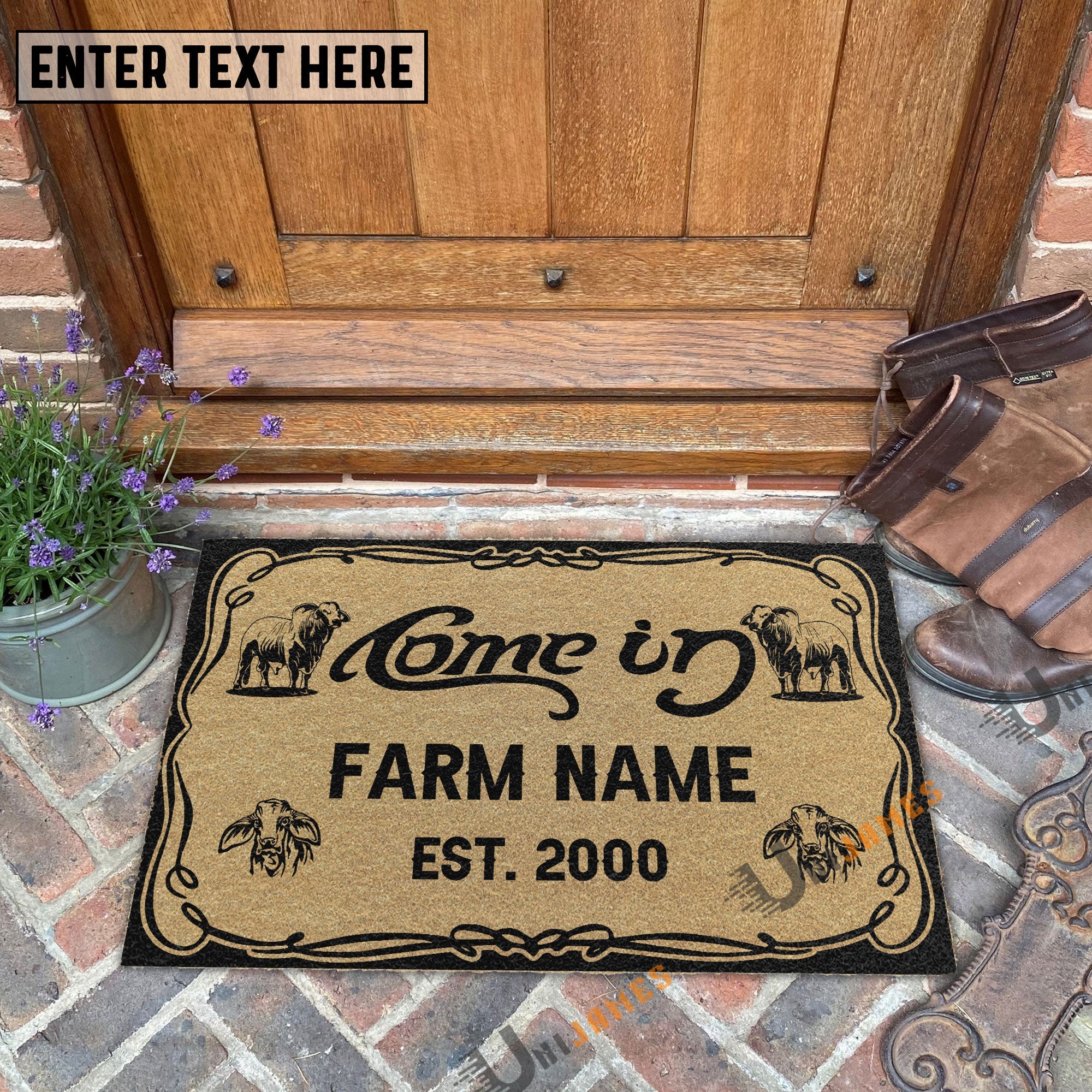 Brahman Funny Come In Go Away Custom Farm Name Custom Year Coir Doormat