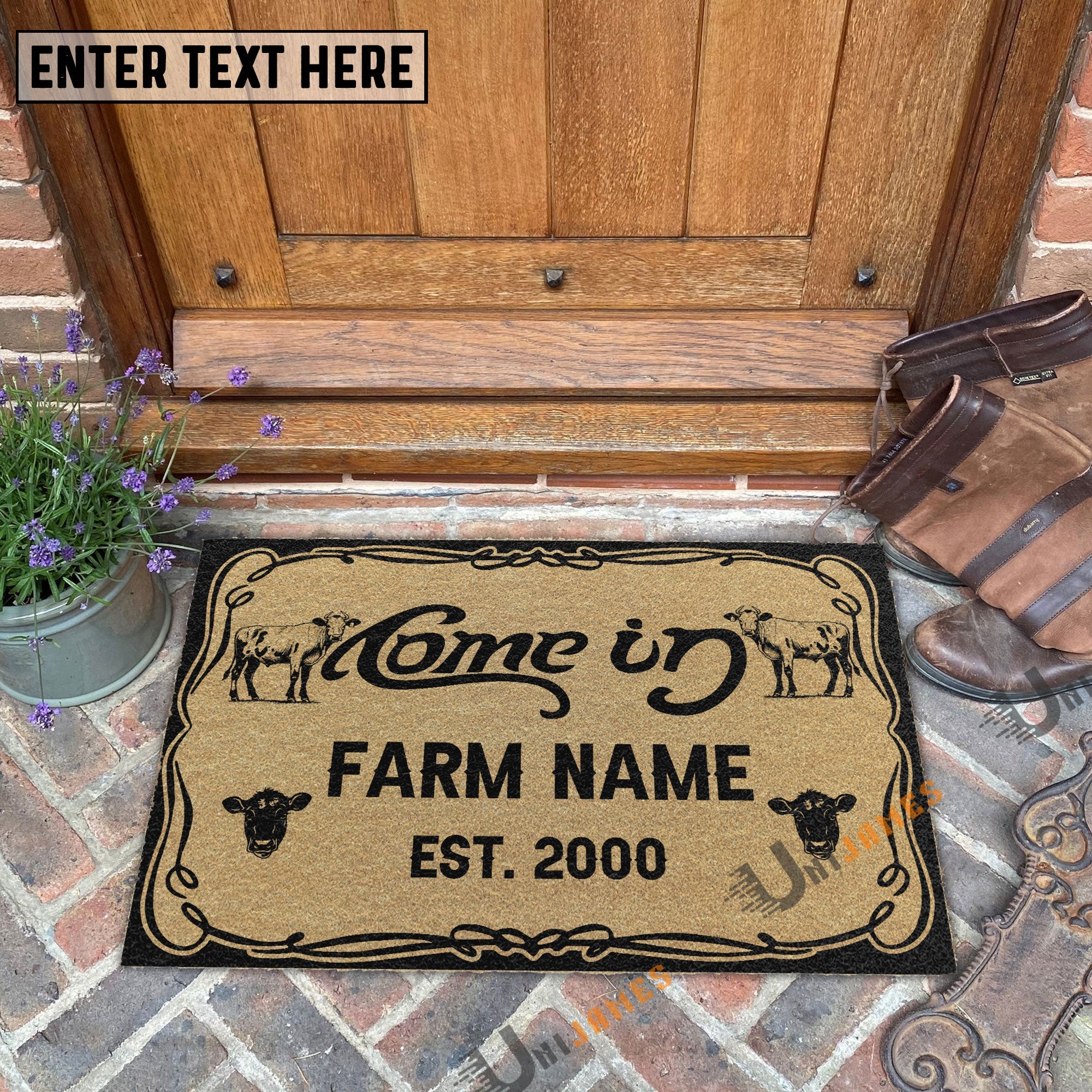 Charolais Funny Come In Go Away Custom Farm Name Custom Year Coir Doormat